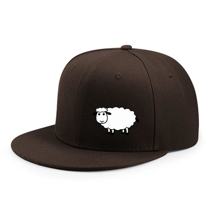 Sheep Pattern Baseball Cap - Adjustable Flat Brim Unisex Street Style Hat