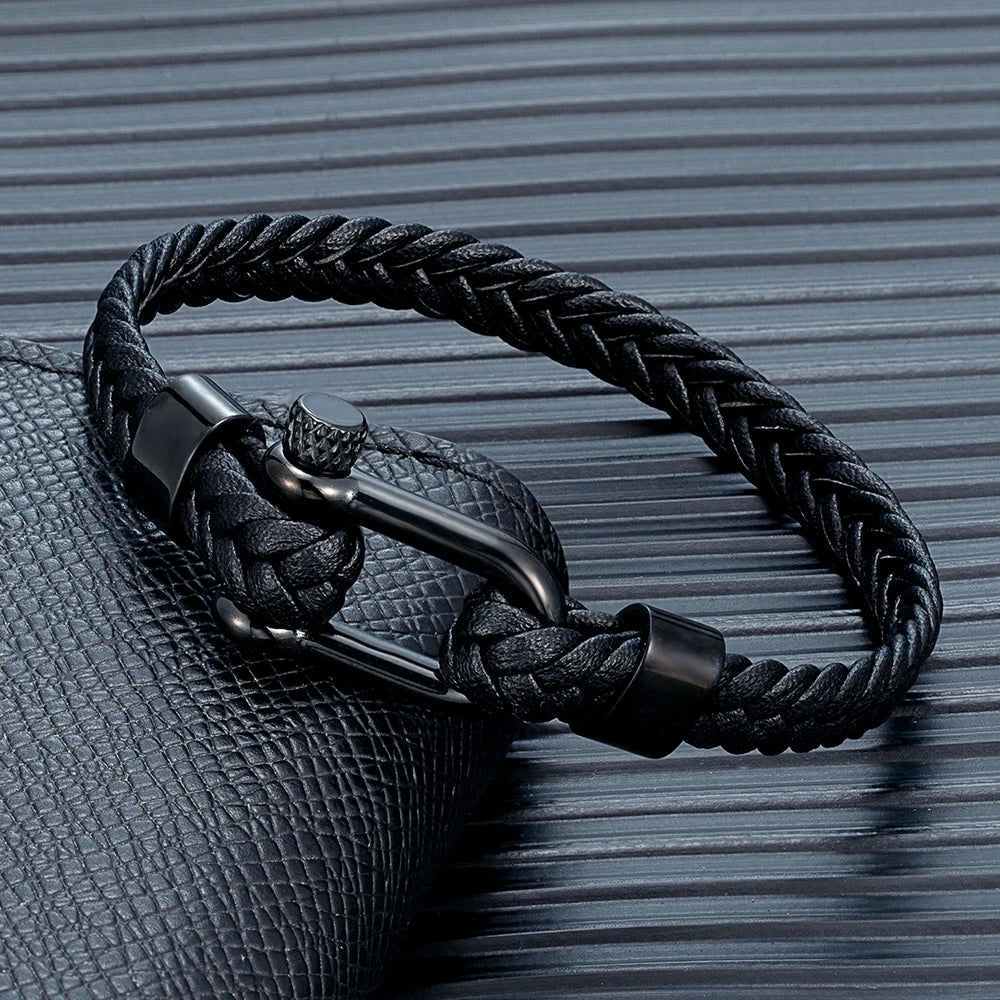 Minimalist Leather Bracelet - Magnetic Clasp, Stainless Steel