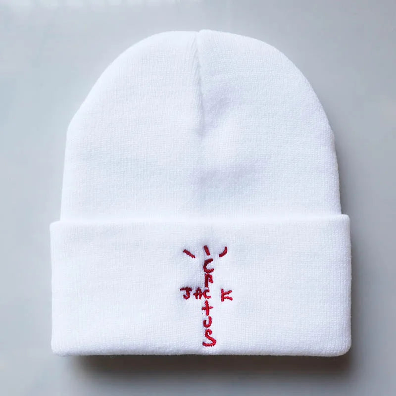 Cactus Embroidery Knit Beanie - Cotton, One Size