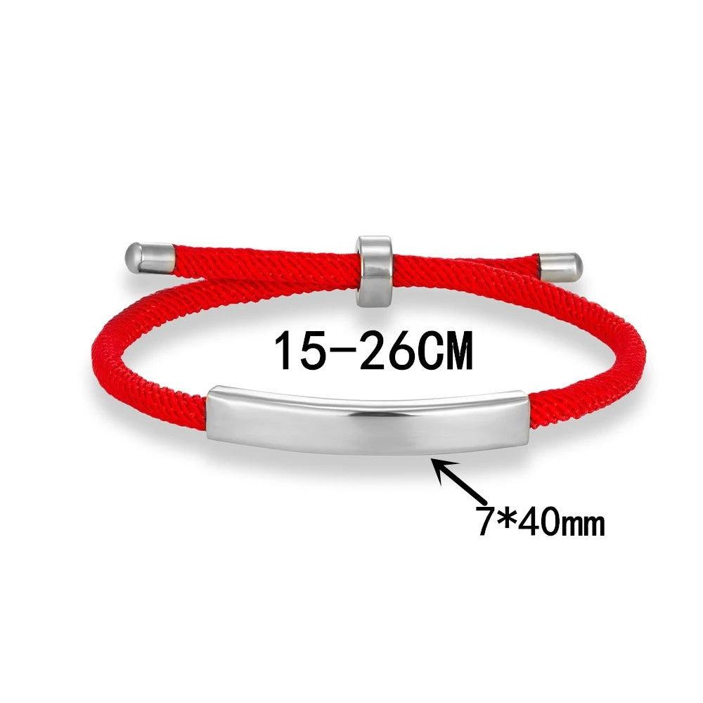 Pulsera de cuerda grabada a medida - Acero inoxidable, ajustable, 15 colores, personalizada