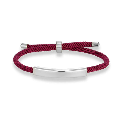Pulsera de cuerda grabada a medida - Acero inoxidable, ajustable, 15 colores, personalizada