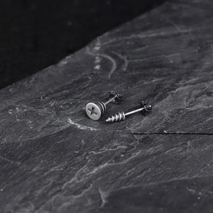 Gothic Screw Stud Earrings 925 Sterling Silver Retro Punk Jewelry, Perfect for You