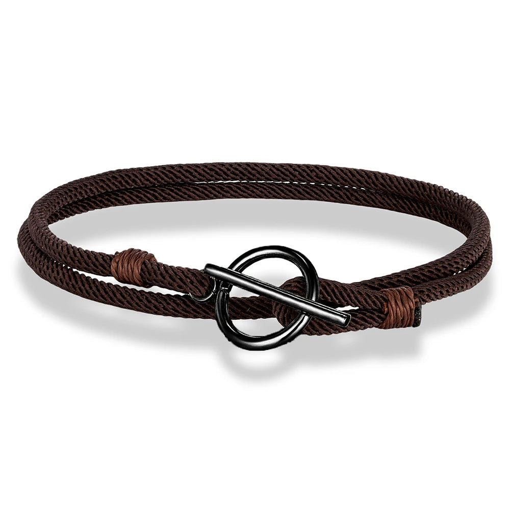Stylish Rope Bracelet Nautical Design with Stainless Steel OT Buckle
