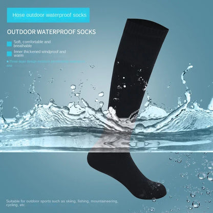 Waterproof Knee-High Hiking Socks - Warm Knit Nylon, Euro 37-50, 2 Colors