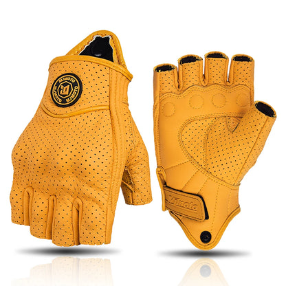 Yellow gloves with a brand logo on a white background