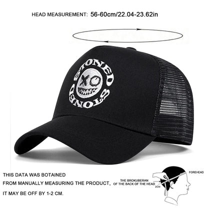 STONED Smiley Face Baseball Cap - Mesh Trucker Hat Unisex