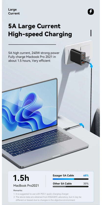 USB-C to USB-C Cable 240W - Ultra Fast Charging Cable 6A PD | Gaming Laptops & High-Power Devices