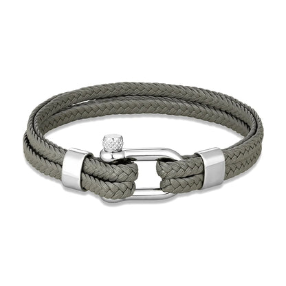 Nautical Anchor Bracelet - Braided Leather, Stainless Steel
