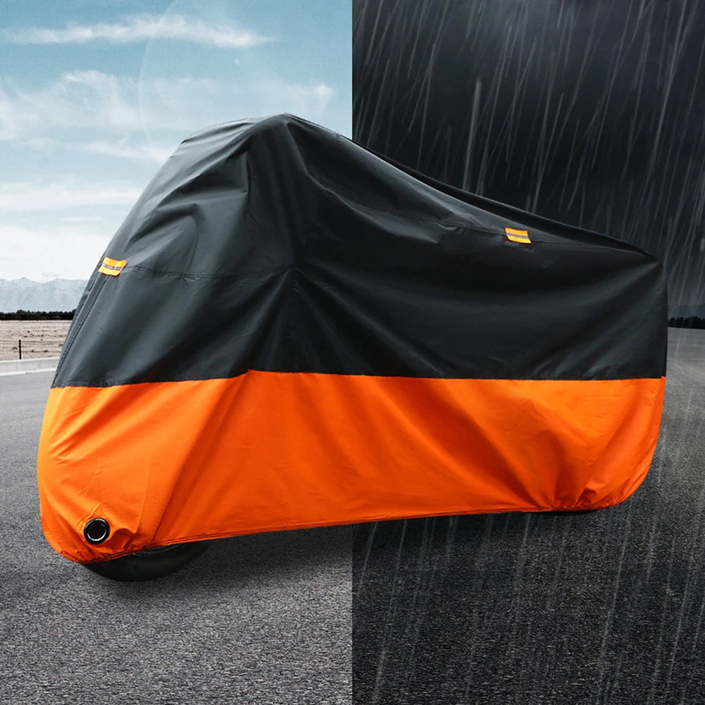 Waterproof Motorcycle Cover - 190T Silver Coated, UV & Rain Protection, Sizes M-XXXXL