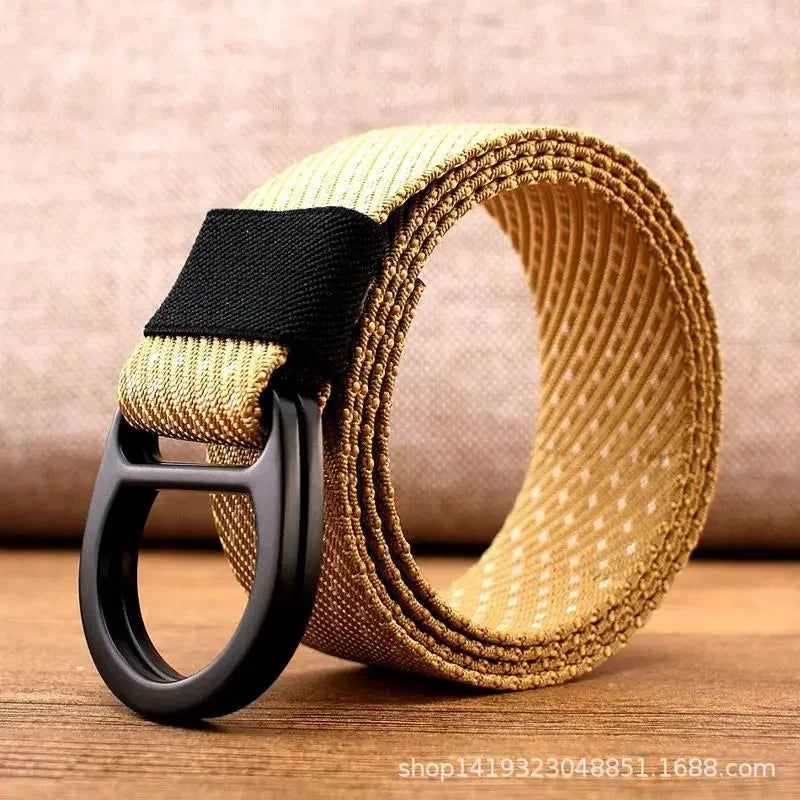 Striped Canvas Belt - Double Buckle Unisex (110-170cm)