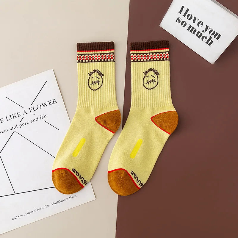 Cactus Jack White Crew Socks - Bandana Design Streetwear Cotton Blend | Men's EUR 36-43