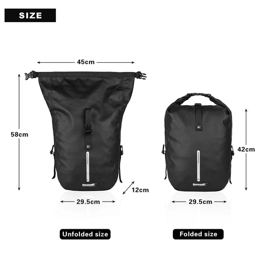 Waterproof Bike Pannier Bag 20L Rear Rack Travel & Shoulder Backpack