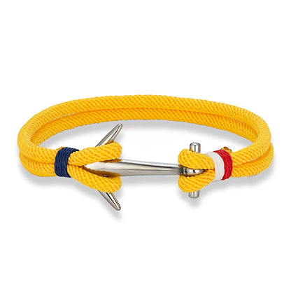 Nautical Steel Double Rope Anchor Bracelet Waterproof, Unisex & Adventure Ready