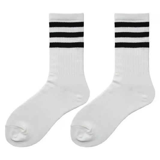 Striped Cotton Crew Socks, Jacquard Unisex EU 36-43
