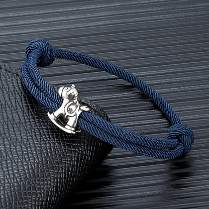 Equestrian Spirit Bracelet Stainless Steel Horse Charm on Adjustable Rope deideas