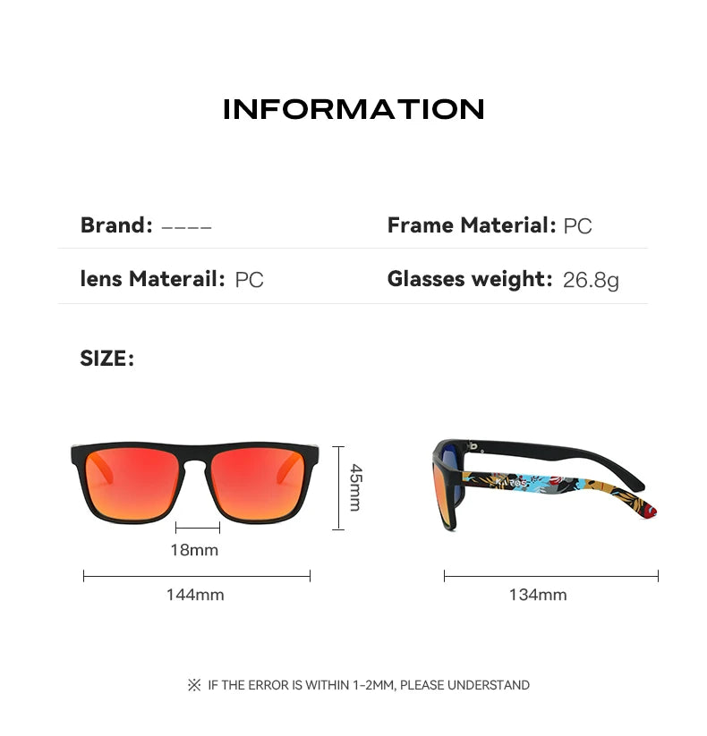 Gafas de sol deportivas polarizadas con estampado de camuflaje - UV400, lente TAC, 63 mm, 10 diseños