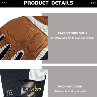 Product details of a glove with carbon fiber shell and hook and loop closure, featuring the Numoto brand.