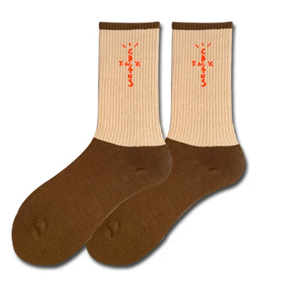 Cactus Jack White Crew Socks - Bandana Design Streetwear Cotton Blend | Men's EUR 36-43