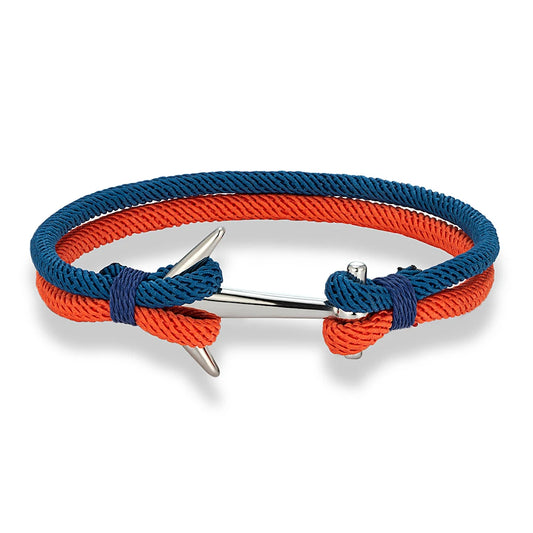Nautical Steel Double Rope Anchor Bracelet Waterproof, Unisex & Adventure Ready