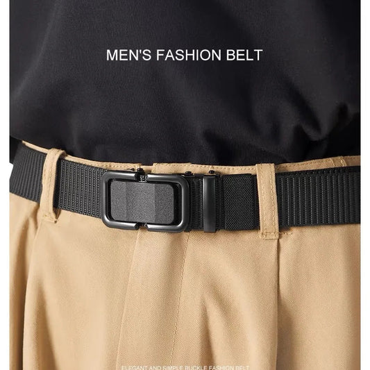 Ceinture en Nylon à Boucle Métallique Automatique - 120cm, 6 Couleurs, Unisexe