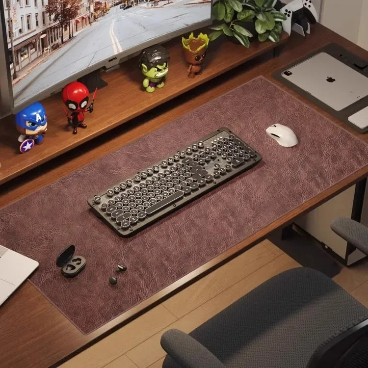 Retro Large Mouse Pad – Waterproof, Non-Slip PU Suede Desk Mat for Computer & Gaming