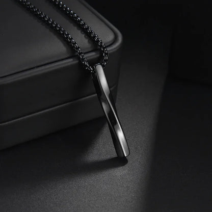 Men’s Stainless Steel Spiral Cylinder Pendant Necklace  Elegant Geometric Charm for the Modern Man