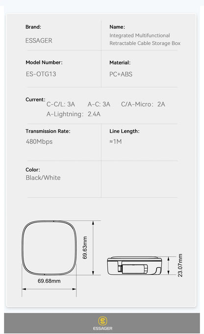 60W Fast Charger Travel Kit - 3-in-1 USB-C Cable, Storage Box & Phone Stand