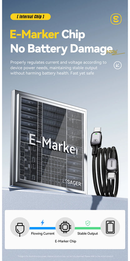 USB-C to USB-C Cable with LED Display 100W - Smart Fast Charging Cable | Universal Devices