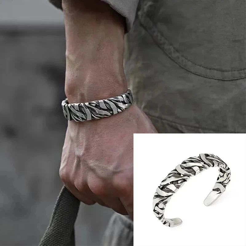 Feather Cuff Bracelet Adjustable Metal Bangle for Men & Women