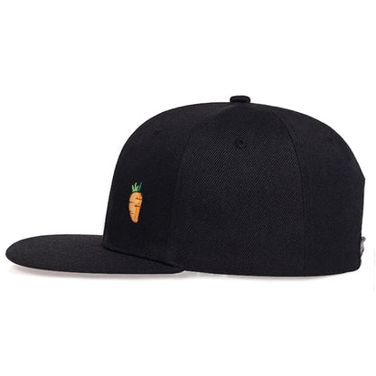 Gorra de béisbol hip-hop con bordado de zanahoria - Gorra informal ajustable