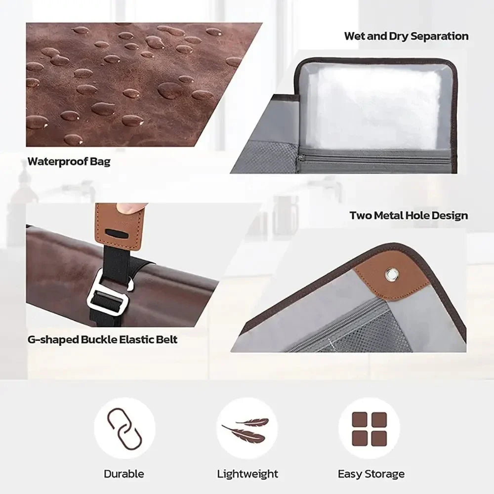 Neceser de piel premium para hombre - Kit de viaje resistente al agua