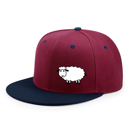 Sheep Pattern Baseball Cap - Adjustable Flat Brim Unisex Street Style Hat