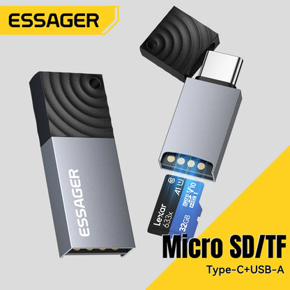 Dual-Interface Card Reader - USB-C & USB 2.0 to MicroSD/TF Adapter for Tech Professionals