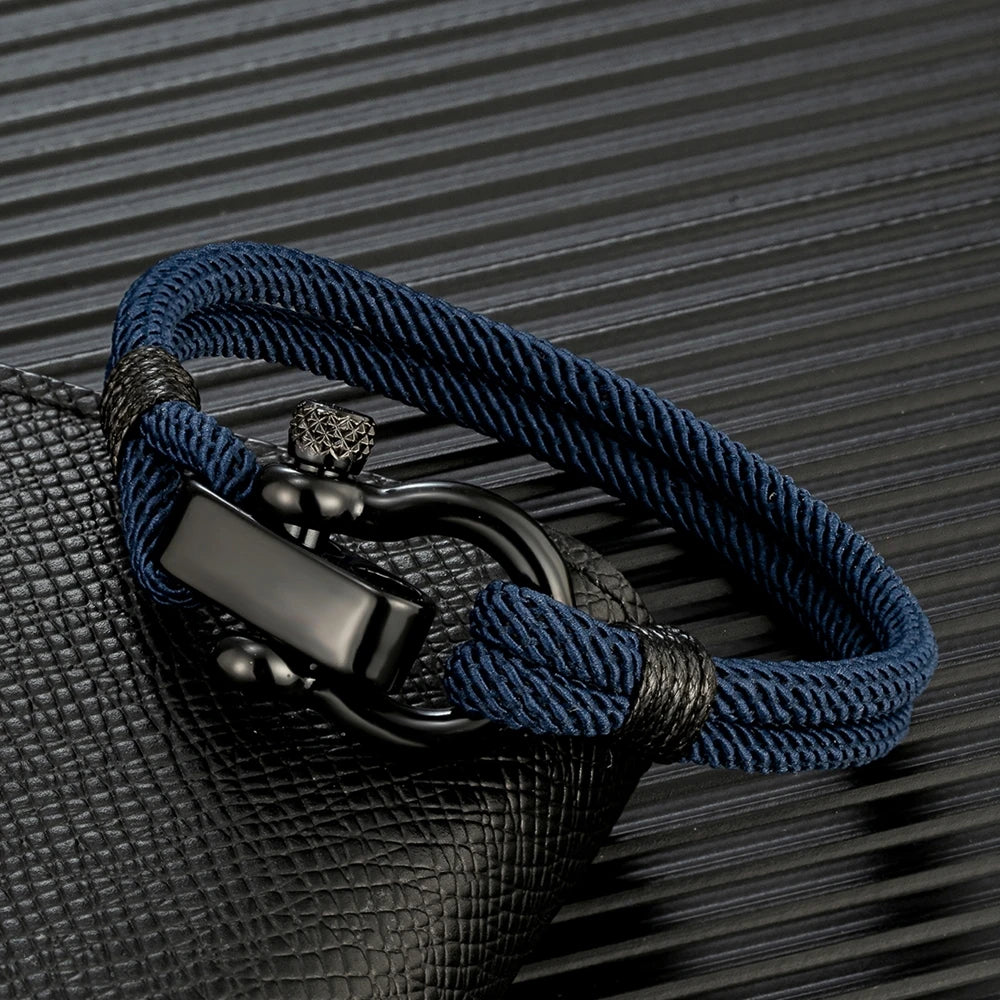 Outdoor Rescue Bracelet Durable Rope & Steel Shackle Buckle