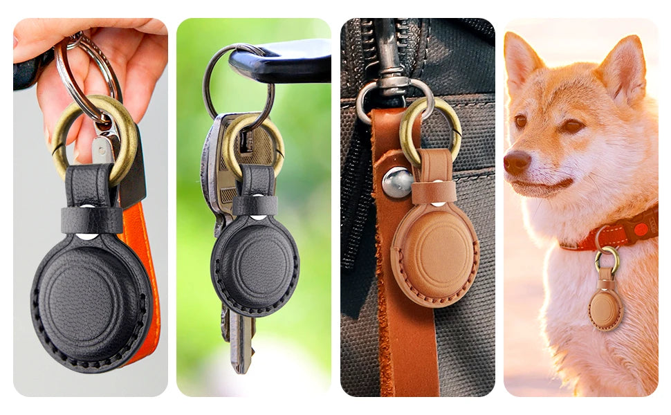 Genuine Leather for Apple Airtag Case Keychain Leather Protective Air tag Cases Cover Airtag Holder Accessories Key Ring Tracker deideas