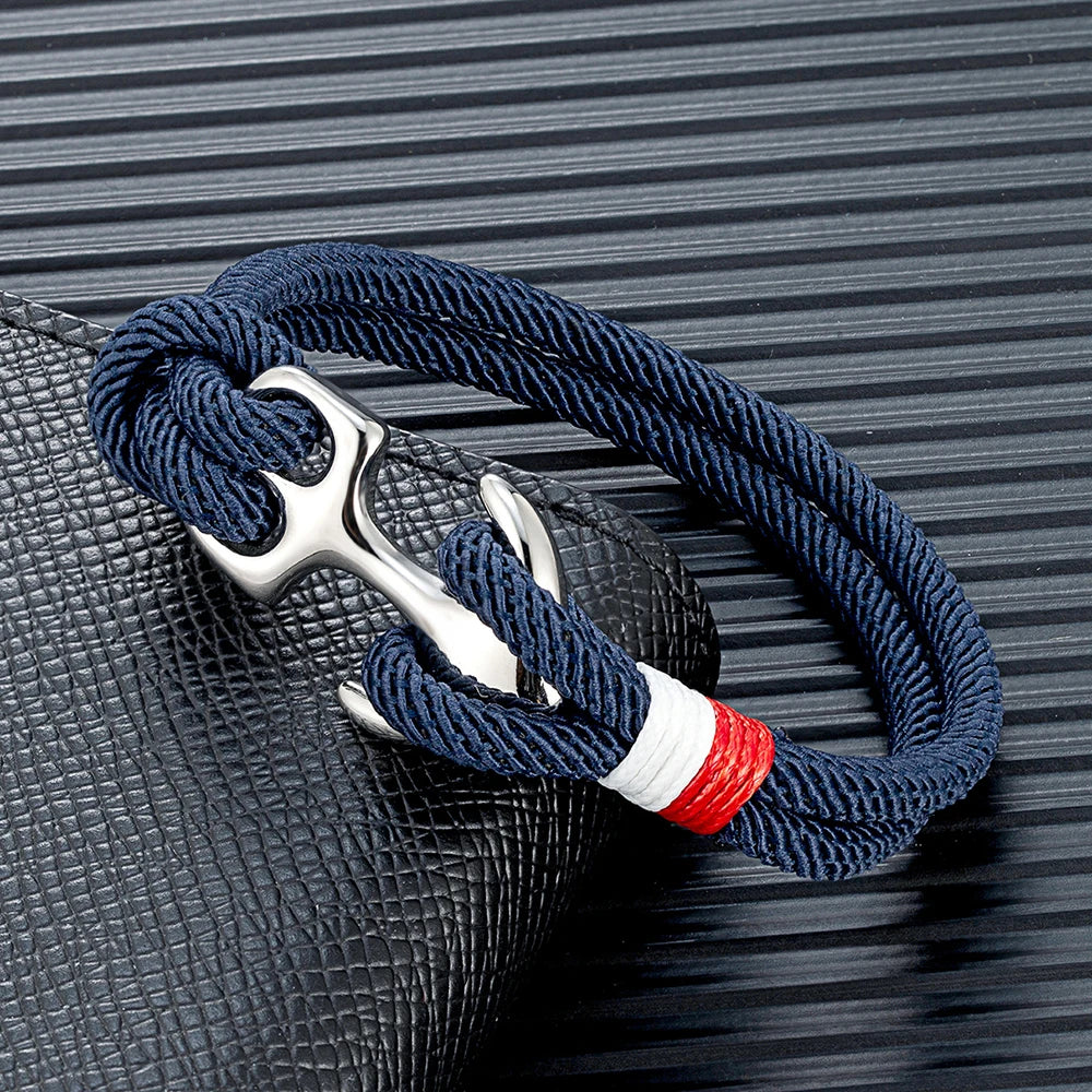 Nautical Survival Bracelet  Dual Rope with Stainless Steel Anchor