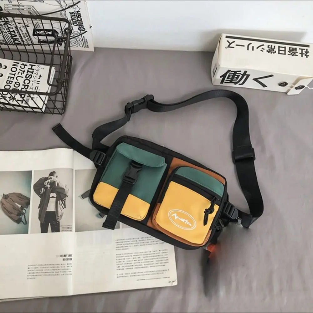 Nylon Chest Bag  Large Capacity Sports Shoulder Bag