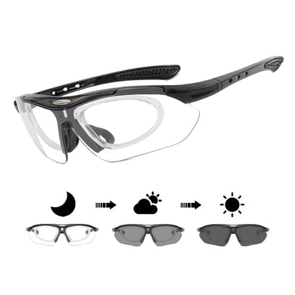 Photochromic Cycling Sunglasses - UV400, 152mm Wide, CE Certified, With/Without Case