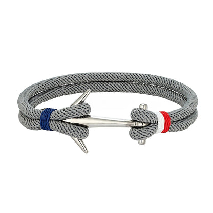 Nautical Steel Double Rope Anchor Bracelet Waterproof, Unisex & Adventure Ready