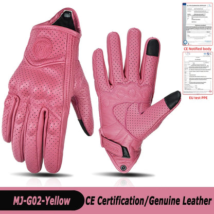 Classic Vintage Leather Riding Gloves Touchscreen, Unisex, Motorcycle & Cycling