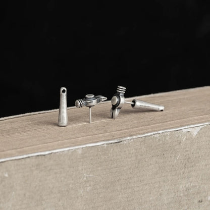 Artisan Hammer Stud Earrings 925 Silver