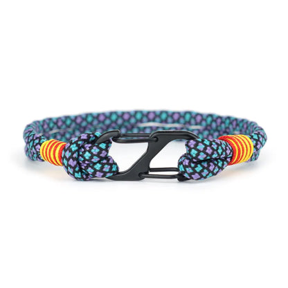 Two-Tone Rope Bracelet for Men – Zinc Alloy Carabiner Clasp