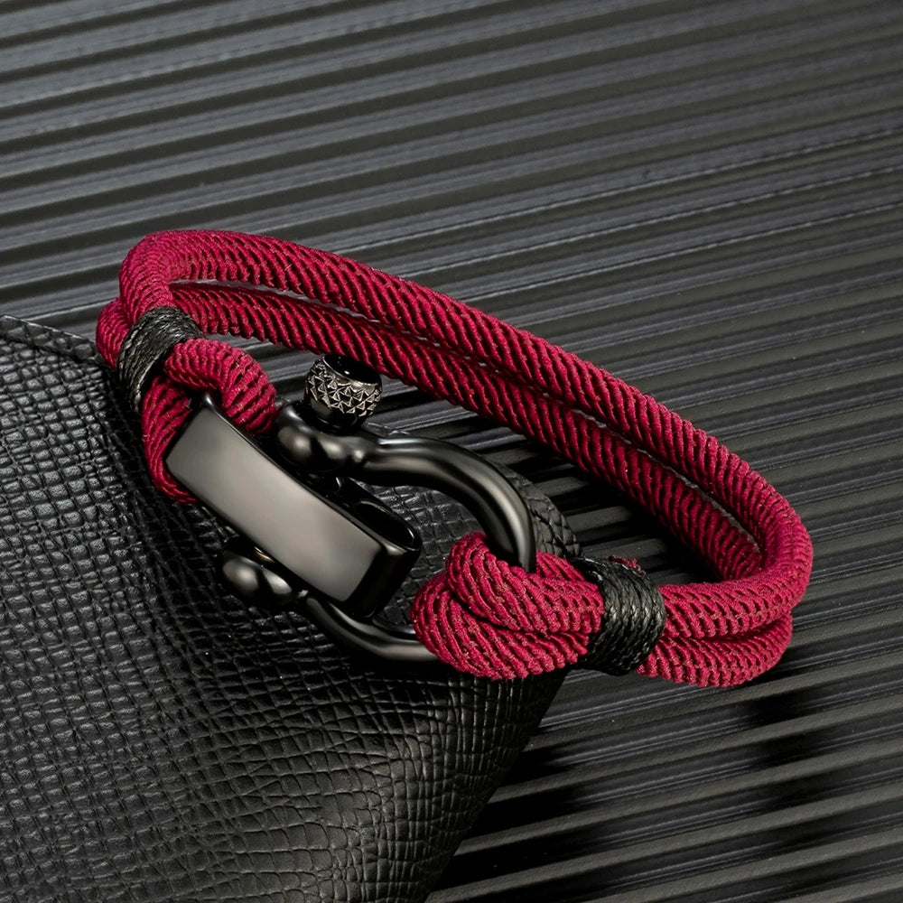 Outdoor Rescue Bracelet Durable Rope & Steel Shackle Buckle
