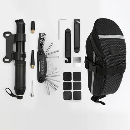 Bicycle Repair Tool Kit Pump Tire Patch Multifunctional Wrench