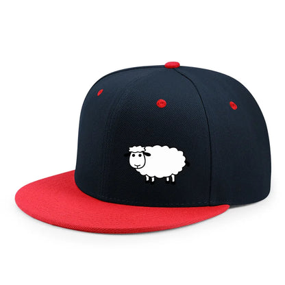 Sheep Pattern Baseball Cap - Adjustable Flat Brim Unisex Street Style Hat