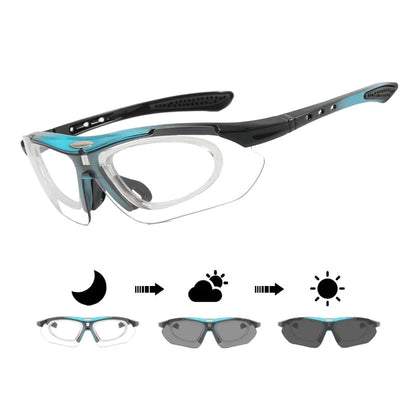 Photochromic Cycling Sunglasses - UV400, 152mm Wide, CE Certified, With/Without Case
