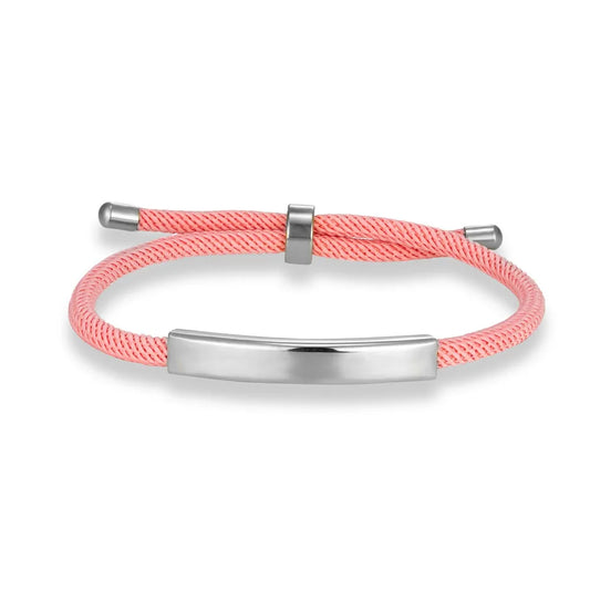Custom Engraved Rope Bracelet - Stainless Steel, Adjustable, 15 Colors, Personalized