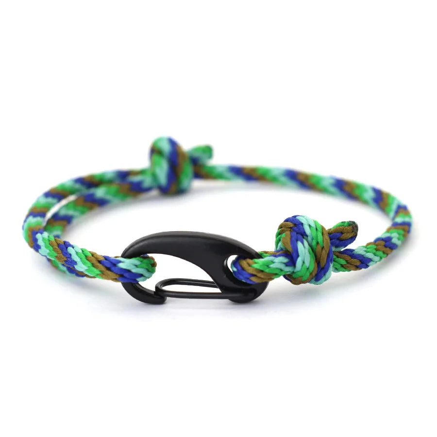 New Handmade Ethnic String Bracelet For Men Marine Fabric Nautical Braslet Black D Buckle Climbing Rope Braclet Beach Pulseria deideas