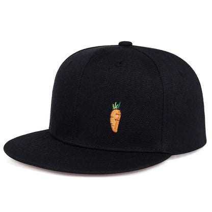 Gorra de béisbol hip-hop con bordado de zanahoria - Gorra informal ajustable