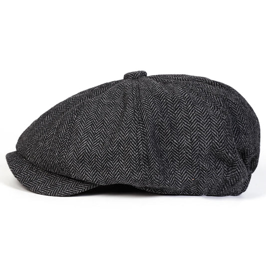 Retro Herringbone Newsboy Cap - British Painter's Beret Unisex